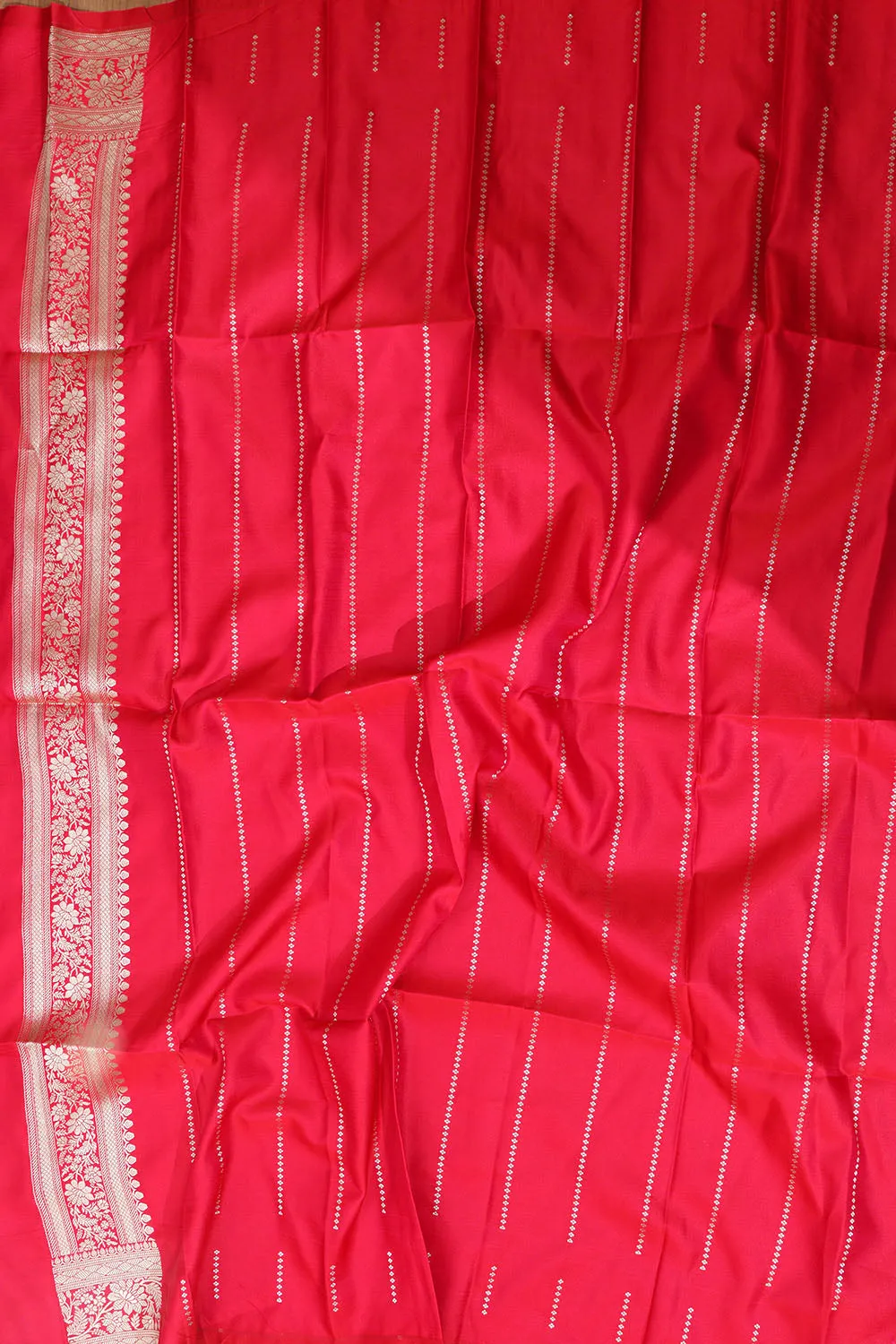 Vibrant Red & Pink Banarasi Silk Saree