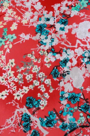 Vintage 1970s Polyester Coral Branches Fabric, Classic 1970s Sewing Fabric, Vintage Nature Themed Fabric, 2 Yards