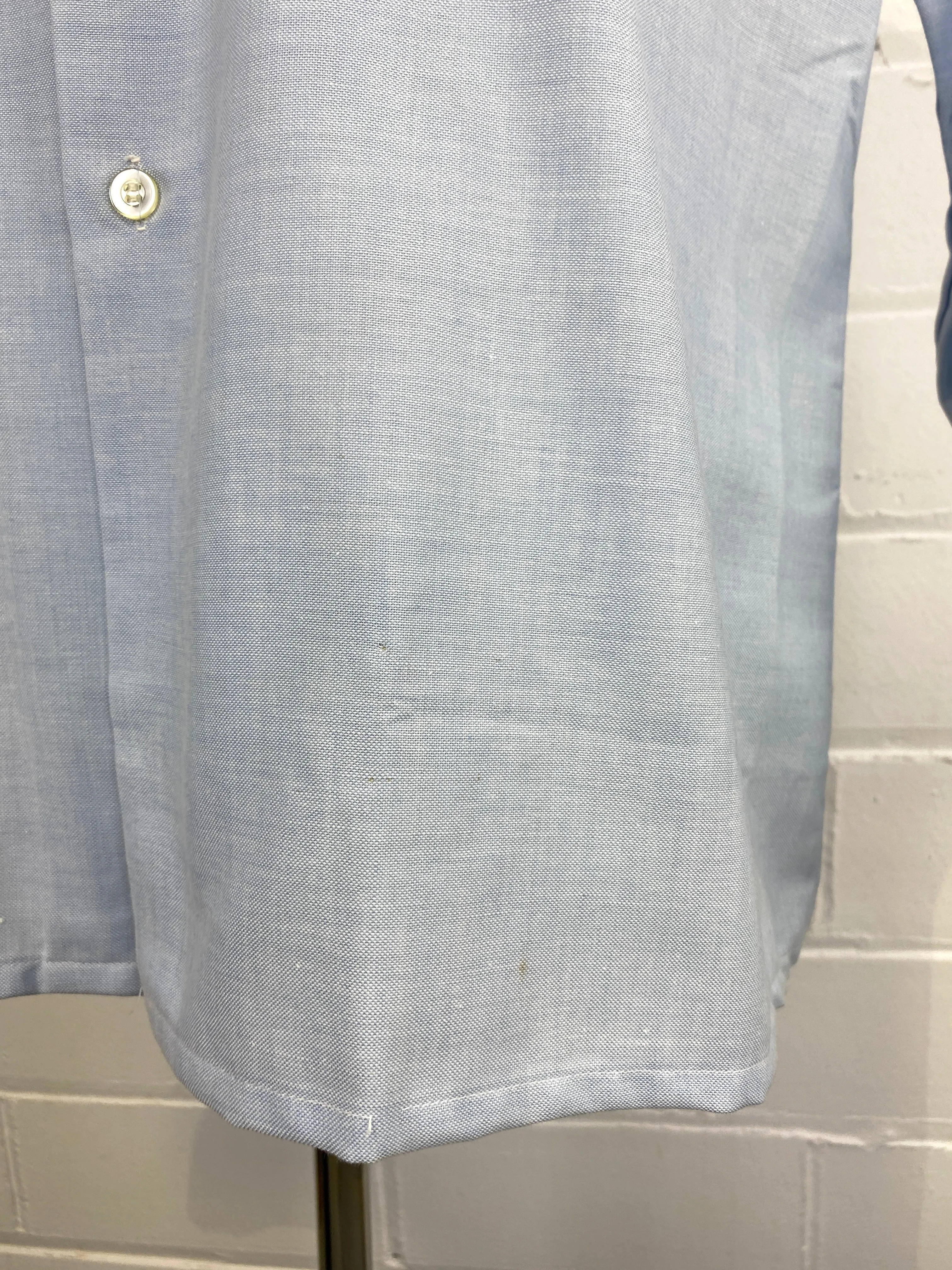 Vintage 80s Men's Light Blue Button-Up Shirt, Large