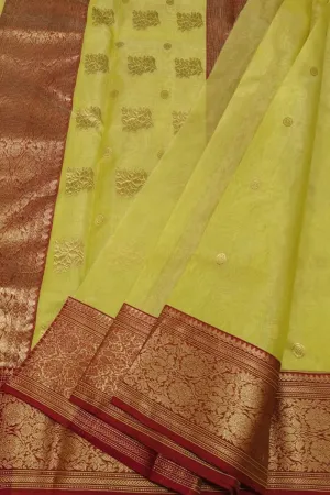 Yellow Chanderi Tissue Katan Silk Saree